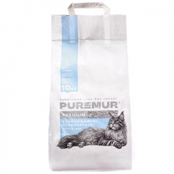 Наполнитель PureMur premium 10кг минеральный комкующийся,бумажный пакет