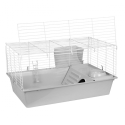 Клетка д/грыз ^ECO^ Роджер 80 №4 складная с этажом-домиком 78*48*h40см (миска,2 кормушки) св-сер-бел