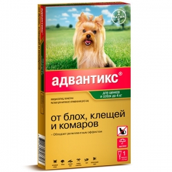 Адвантикс капли п/бл д/собак до 4кг 4пип.*0,4мл
