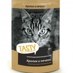 Tasty  влаж.д/кошек 85г кролик/печень в желе