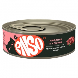 ENSO Корм конс полнор д/кошек, паштет с говядиной и клюквой, ж/б 100г