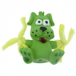 Игрушка д/соб Пес с плюшем, зеленый с пищалкой, латекс, 7см.(N1)