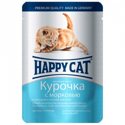 Хэппи Кэт пауч.д/котят 100г Курочка с морковью в соусе (Россия)