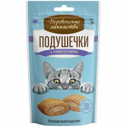 Деревенские лакомства д/кош Подушечки с пюре из краба 30г