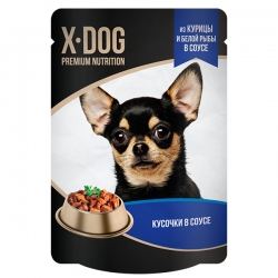 X-DOG влаж.д/собак 85г курица и белая рыба в соусе