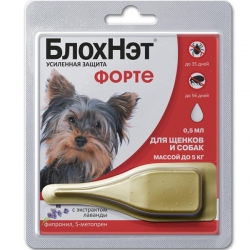 БлохНэт Форте капли п/блох и клещей д/щенков и собак до 5 кг (10шт)