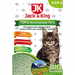 Наполнитель Jack&King ТОФУ натуральный комкующийся 4,54л Альпийские луга