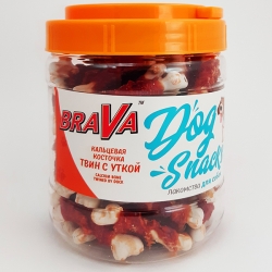 БРАВА лак-во для собак Кальциевая косточка твин с уткой 700г