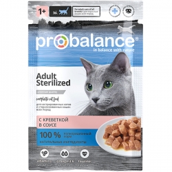 ProBalance влаж.д/кошек 85г Sterilized д/стер.и кастрирован. Креветки АКЦИЯ -12%
