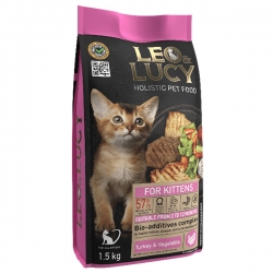 LEO&LUCY холистик сух. корм д/котят 1,5кг с индейкой, овощами и биодобавками