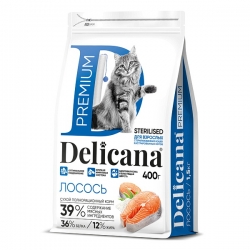 Delicana сух.д/кошек 0.4кг кастрированных и стерилизованных, лосось бренд