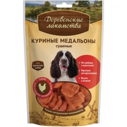 Деревенские лакомства д/соб. Куриные медальоны суш. 90г