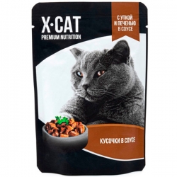 X-CAT влаж.д/кошек 85г утка и печень в соусе