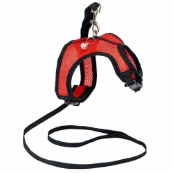 Шлейка + поводок ^АЭРО^ №8 3D-сетка об.гр. 34-40см,(д/кошек/собак) красн