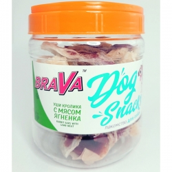 БРАВА лак-во для собак Уши кролика с мясом ягненка 450г