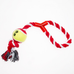 Грейфер веревка-петля с мячиком 40 см красная.Чистый котик