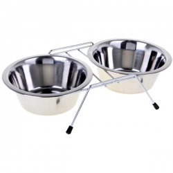 Подставка низкая+миски металл 2*0,48л VM2700(B)