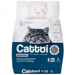 Наполнитель Cattoi Premium 3 кг минеральный комкующийся,пластиковый пакет