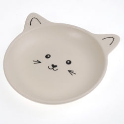 Миска керам 0,13л белая 14,5*14,2*2,2см мордочка кошки, Jack&King арт. JK86410