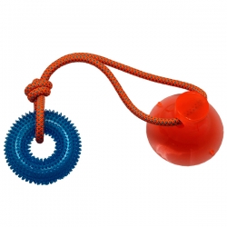 Игрушка д/собак Тяни-кусай на одной присоске 45см синее  шипованое кольцо N1