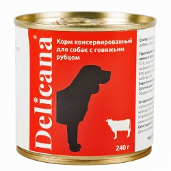 Delicana консервы.д/собак 240 г с говяжьим рубцом