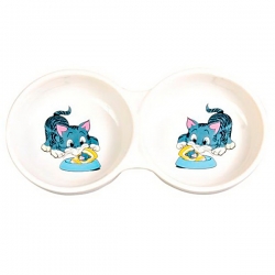Миска керам двойная 2*0,15л ф11см TRIXIE
